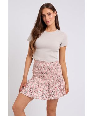 Urban Bliss Sophie Shirred Drop Hem Skirt - White