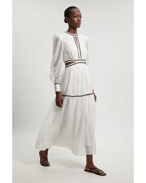 Karen Millen Studded Detail Maxi Dress - Natural