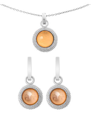 Orphelia 925 Sterling Set: Chain-Pendant + Earrings - White