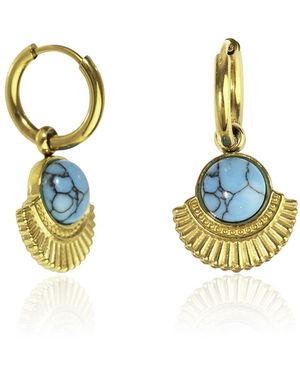 The Jewellery Stockroom Plated Stainless Steel Boho Charm Hoop - Blue