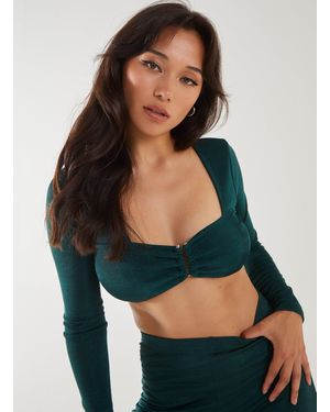 Pink Vanilla Long Sleeve Sweetheart Shimmer Top - Blue