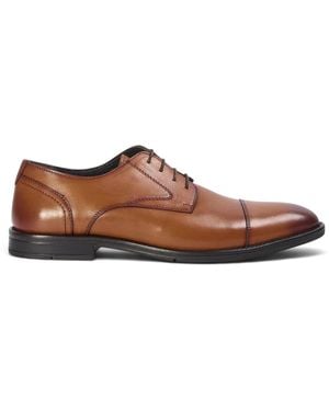 Paul Andrew Burnished Leather Formal Derby Shoes - Brown
