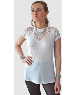 Morgan Lace T Shirt Top - White
