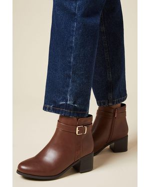 Good for the Sole Wide Fit Moira Material Mix Medium Block Heel Ankle Boots - Blue