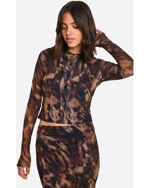 Boohoo Print Mesh Cardigan - Multicolour