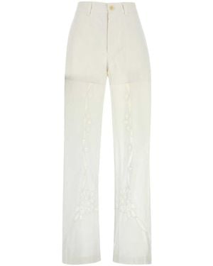 Marine Serre Witte Katoenen Broek