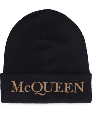 McQueen Cashmere Beanie Hat - Blue