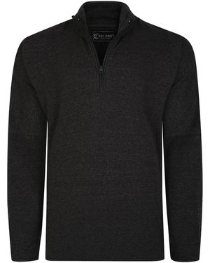 KAM Jeanswear Kam 1/4 Zip Jumper Sweatshirt Plus Size - Black