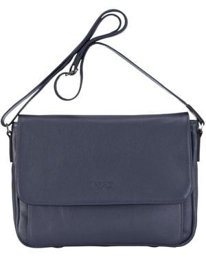 Infinity Leather Genuine Laptop Bag Travel Work Messenger Satchel - Blue