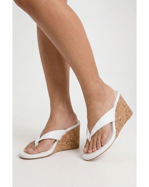 Boohoo Cork Toe Post Thong Wedges - Natural