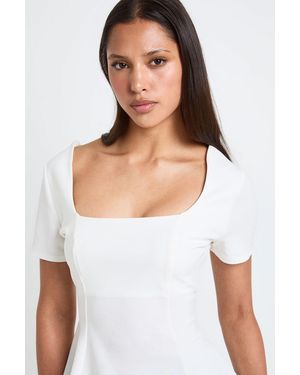 Boohoo Scoop Neck Short Peplum Top - White