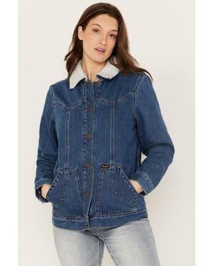 Wrangler Sherpa Lined Denim Barn Jacket - Blue