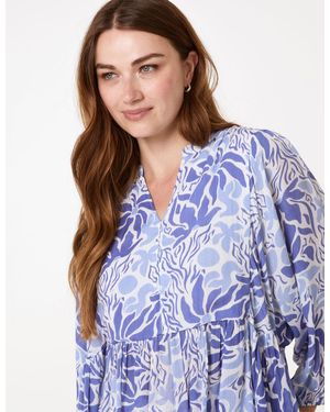 Blue Vanilla Crinkle Tunic Top - Blue