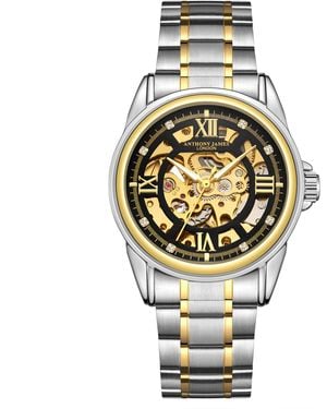 Anthony James Hand Assembled Limited Edition Skeleton Two Tone & Steel Watch By - Metallic