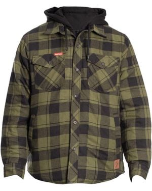Hard Yakka Quilted Flannel Shacket Shirt Jacket Cotton - Green
