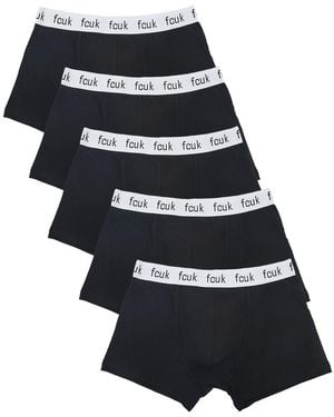 French Connection Off 5 Pack Fcuk Cotton Stretch Boxers - Black