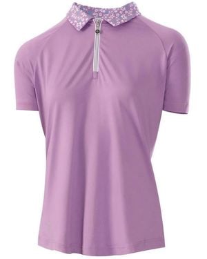 Island Green Ladies Zip Neck Golf Polo Shirt - Purple