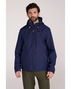 Mountain Warehouse 'Iona' Softshell Jacket With Adjustable Hood & Cuffs Breathable Activewear - Blue