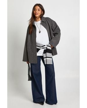 Boohoo Wool Look Shacket - Blue