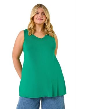 Roman Curve Swing V-Neck Vest Top - Green
