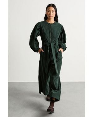 Warehouse Petite Cord Zip Through Belted Jumpsuit - Black