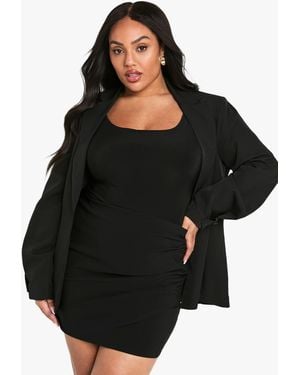 Boohoo Plus Bengaline Ruched Wrap Skirt - Black
