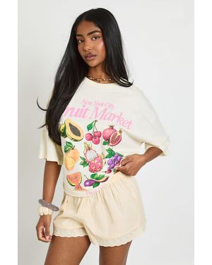Boohoo Poplin Broderie Trim Short - Yellow