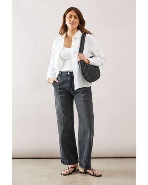 Wallis Denim Seam Detail Relaxed Jeans - Grey