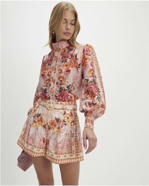 River Island Blouse Floral Long Sleeve Lyocell - Pink