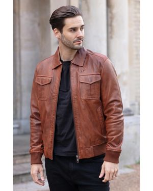Ashwood Leather 'Giovanni' Exquisite Real Bomber Jacket - Natural