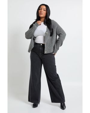 Boohoo Plus Washed Straight Leg Jean - Grey
