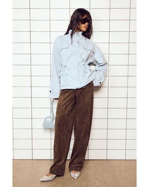 Boohoo Faux Suede Wide Leg Trouser - White