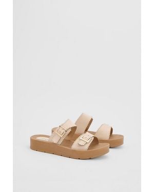 Oasis Annalysee Faux Suede Open Toe Footbed Sandals - Natural