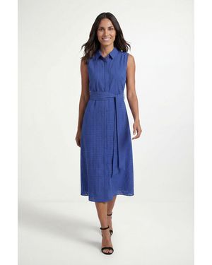 Wallis Sleeveless Check Organza Shirt Dress - Blue