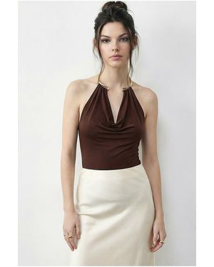 Bianco Lucci V-Neck Blouse With Accessory Detail - Multicolour