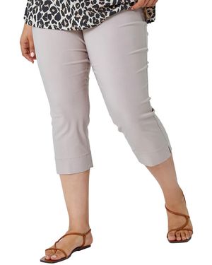 Roman Curve Cropped Elastic Waist Stretch Trouser - Grey
