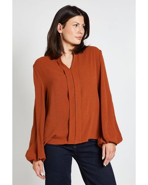 Wallis Collarless Woven Blouse - Orange