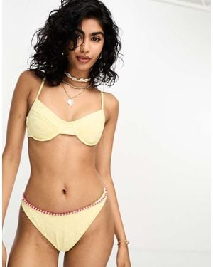 PacSun Emma Daisy Cup Detail Bikini Top Co-Ord - Brown