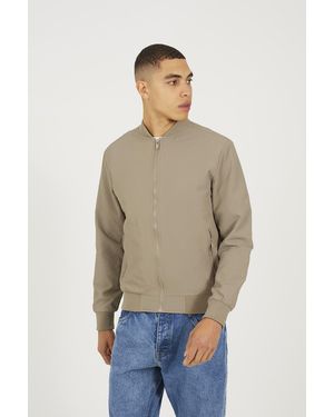 Brave Soul Seersucker Bomber Jacket - Natural