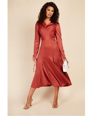 Little Mistress Cowl Neck Maxi A-Line Dress - Red