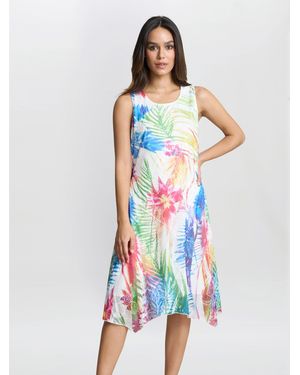 Gina Bacconi Eliza Sleevelss Asymmetric Hem Dress - White