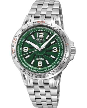 Gevril Wind Master 316L Ss Case, Dial, Stainless Steel Bracelet Watch - Green