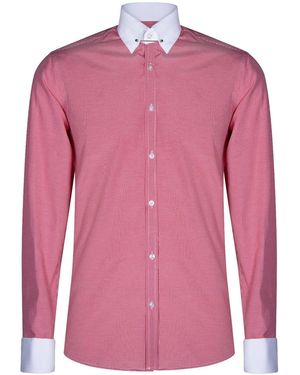 TruClothing Club Collar Shirt 1920S Peaky Blinders With Bar Poplin Pin Smart Casual Cotton - Pink