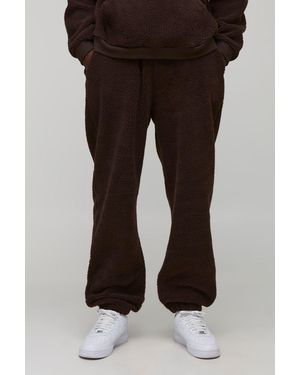 BoohooMAN Tall Borg Bhm Embroidered Oversized Joggers - Black