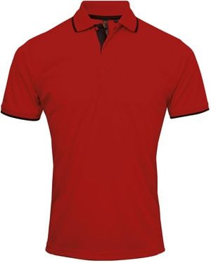 PREMIER Contrast Coolchecker Polo Shirt - Red