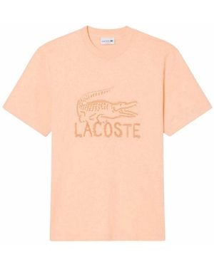 Lacoste T-Shirt Katoen Met Logo - Oranje