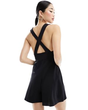 EDITED Cross Back Pinafore Playsuit - Black