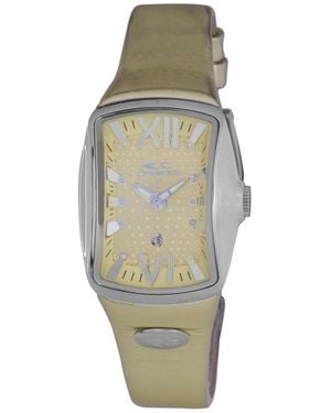 Chronotech Cream Dial With Case Band Watch - Green