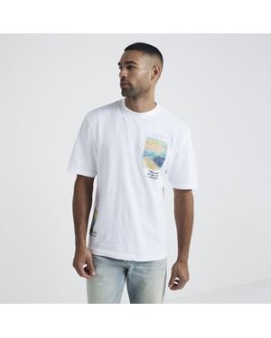 River Island T-Shirt Regular Fit Monet Graphic Cotton - White