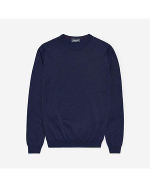 Oliver Sweeney Merino Wool Crew Neck Jumper - Blue